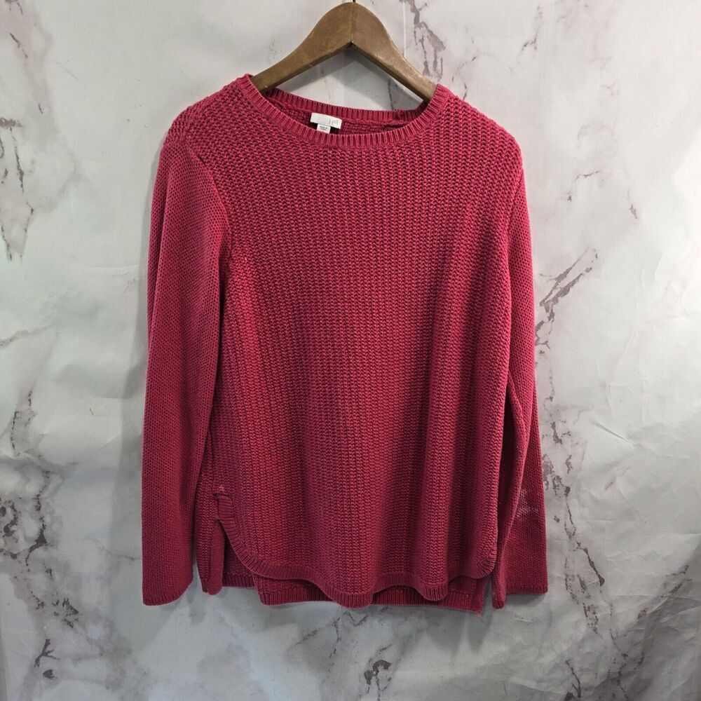 J Jill Sweater Women Medium Pink Round Neck Pullover Lightweight Cotton Magenta